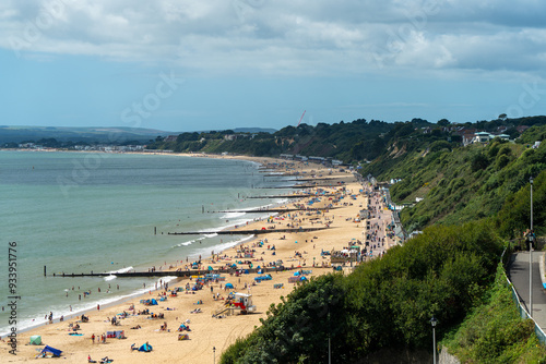 Fototapeta Naklejka Na Ścianę i Meble -  Bournemouth Durley Chine Beach looking towards Sandbanks and Poole
