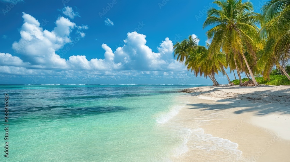 Serene Coastal Haven with Palm Trees and White Sands Serene Coastal Haven with Palm Trees and White Sands