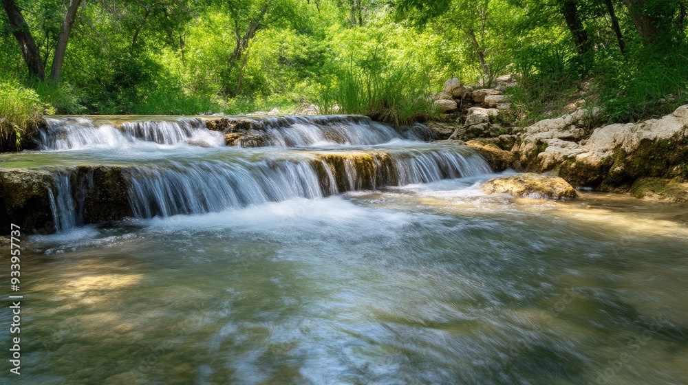 Breathtaking Stream with Crystal-Clear Water in Forest Breathtaking Stream with Crystal-Clear Water in Forest
