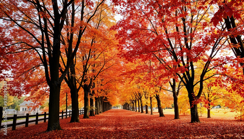 Naklejka premium A Tunnel of Autumn Leaves nature photography landscape