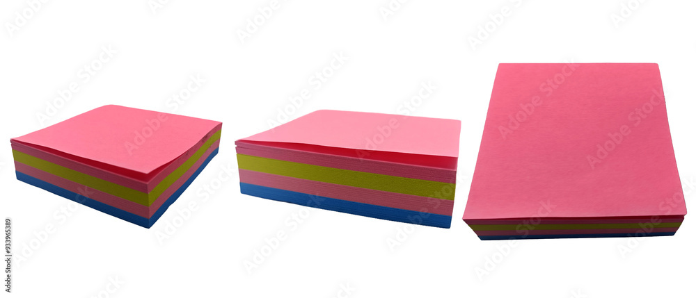 Fototapeta premium Colorful Sticky Note Isolated on White Background - Office and Organization Tool