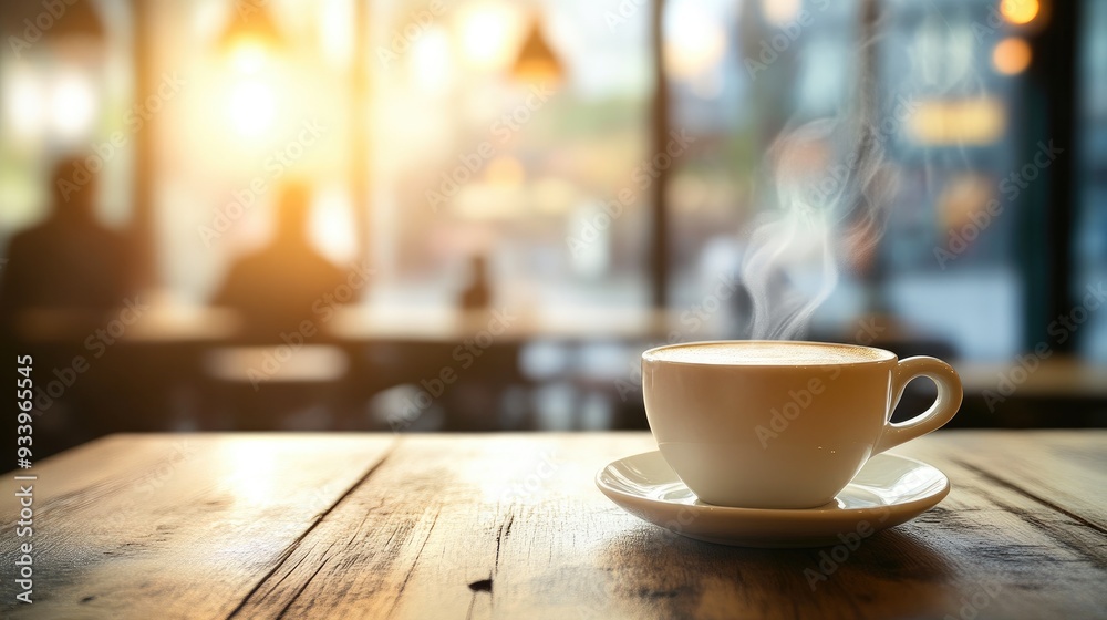 Warm Cafe Setting with Window View Warm Cafe Setting with Window View