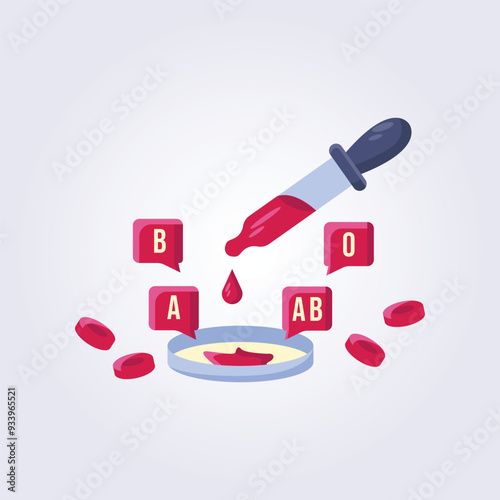 Blood group icon vector illustration element template design, color line blood test sticker symbol