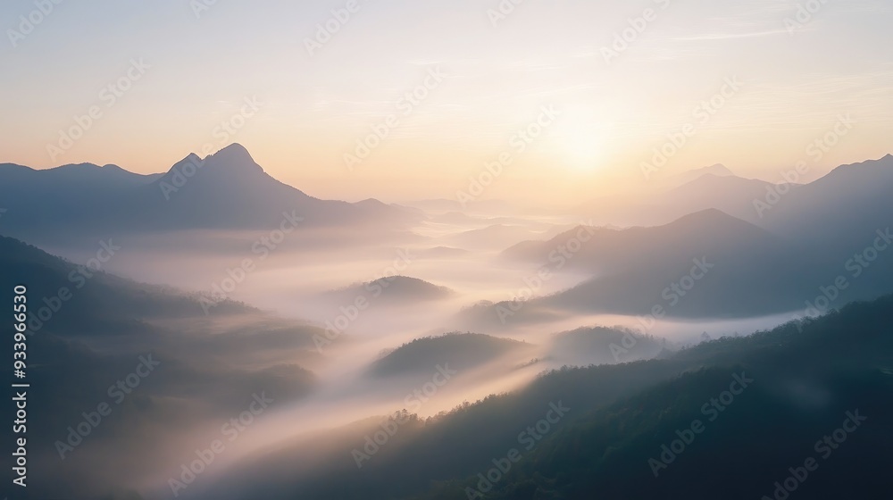 Peaceful Morning Light on Mountain Ridges Peaceful Morning Light on Mountain Ridges