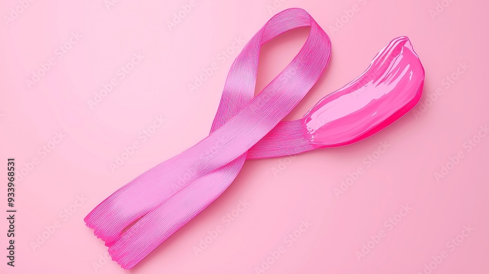 Pink Ribbon Line Art Design for Breast Cancer Awareness Campaign, Ideal for Posters, Banners, T-Shirts, Expresses Support and Solidarity with a Minimalist Brush Style Pink Ribbon Line Art Design for Breast Cancer Awareness Campaign, Ideal for Posters, Banners, T-Shirts, Expresses Support and Solidarity with a Minimalist Brush Style