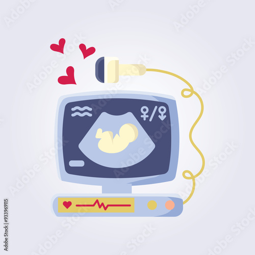 Ultrasound fetus illustration vector flat icon graphic design