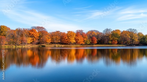 Autumn Reflection in a Still Lake