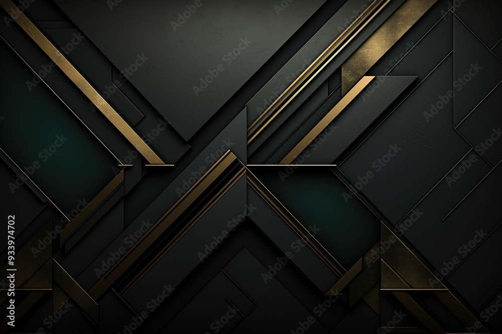 Fototapeta premium Abstract geometric black and gold pattern.