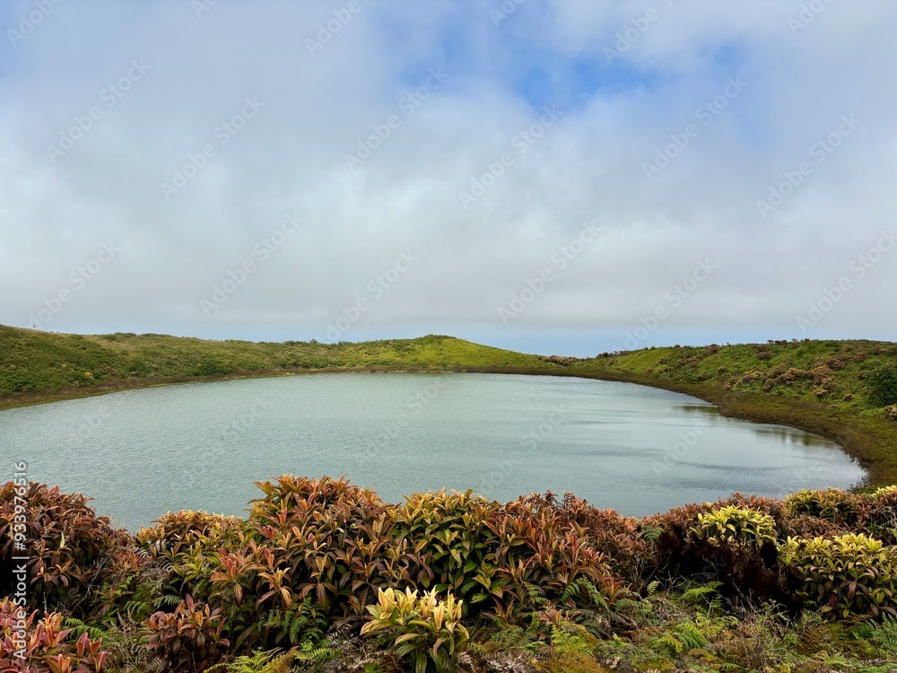 Fototapeta premium landscape with lake and clouds