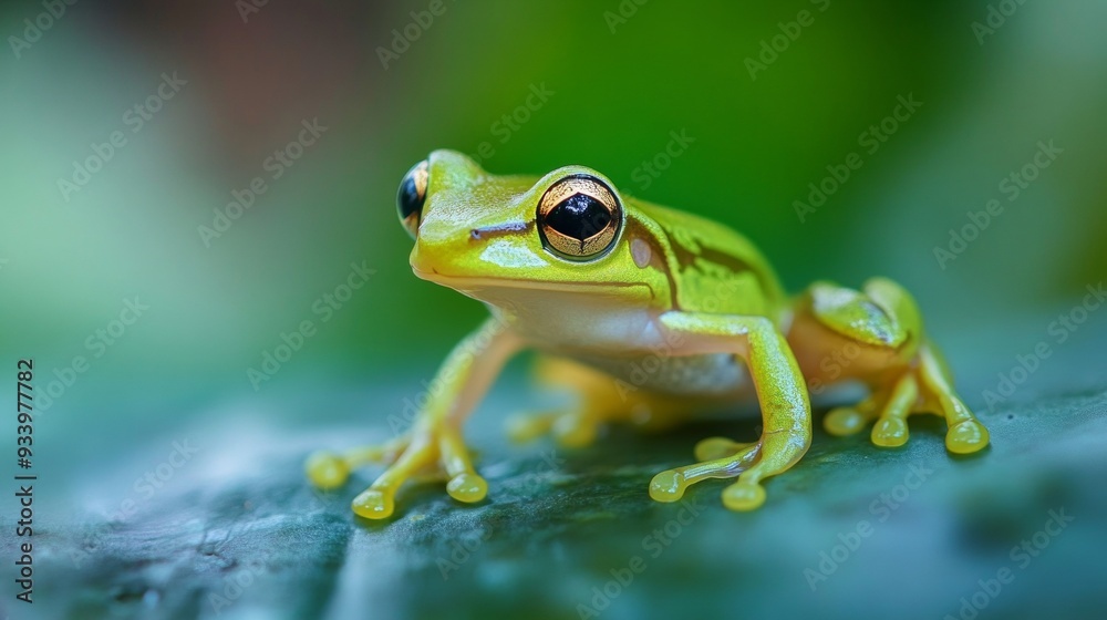 Charming and adorable, a tiny, vibrantly green juvenile frog makes a captivating companion. Charming and adorable, a tiny, vibrantly green juvenile frog makes a captivating companion.