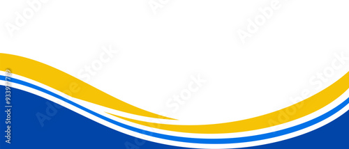 White background with blue and yellow abstract waves for website design