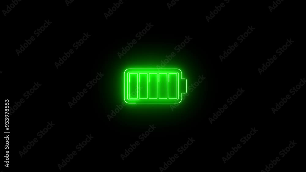 Neon battery charging animation. objects containing electrical energy, charging icon, simple battery charging and filling animation. Neon battery charging animation. objects containing electrical energy, charging icon, simple battery charging and filling animation.