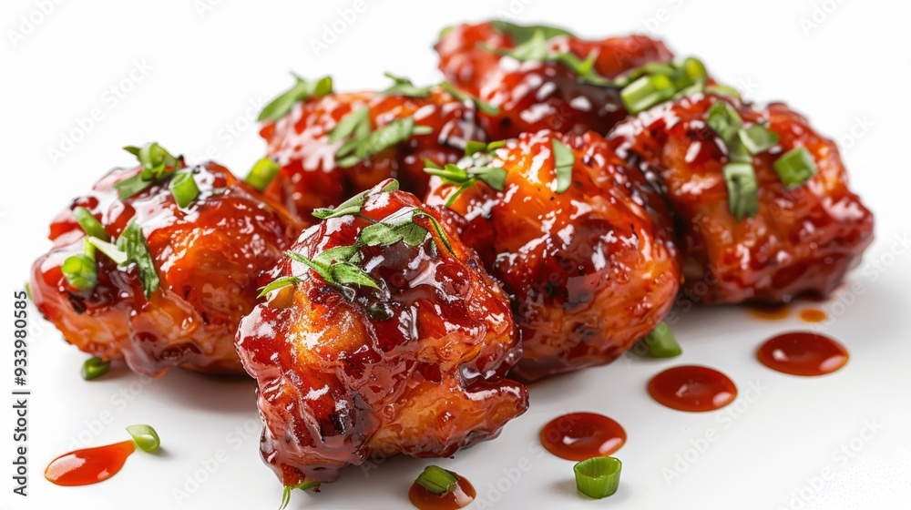 chicken manchurian flying with sauce on white background chicken manchurian flying with sauce on white background