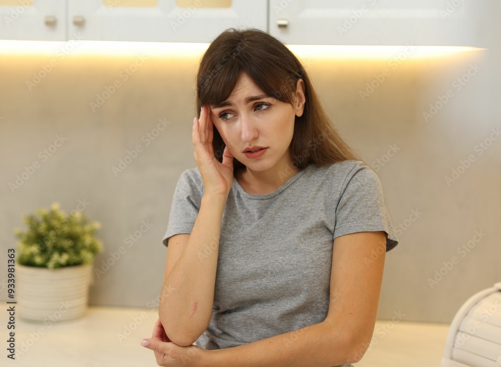 Tired woman suffering from sinusitis at home Tired woman suffering from sinusitis at home