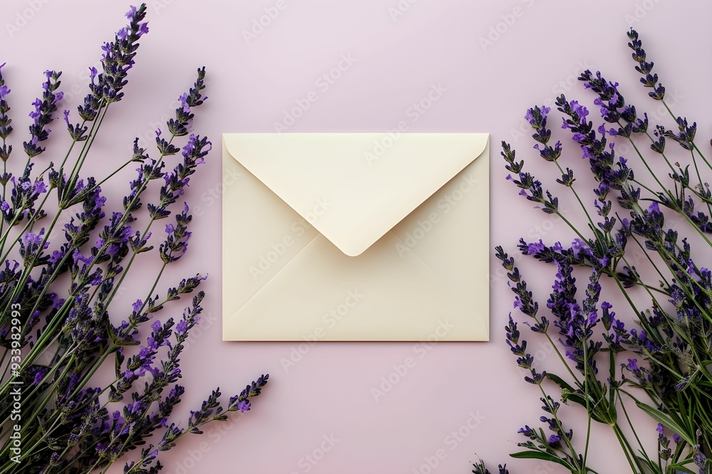 Romantic Lavender Mock up. Wedding Invitation Card on colored background. Romantic Lavender Mock up. Wedding Invitation Card on colored background.