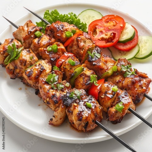 Chicken Seekh Kebabs on white backgroud " ai generated " 