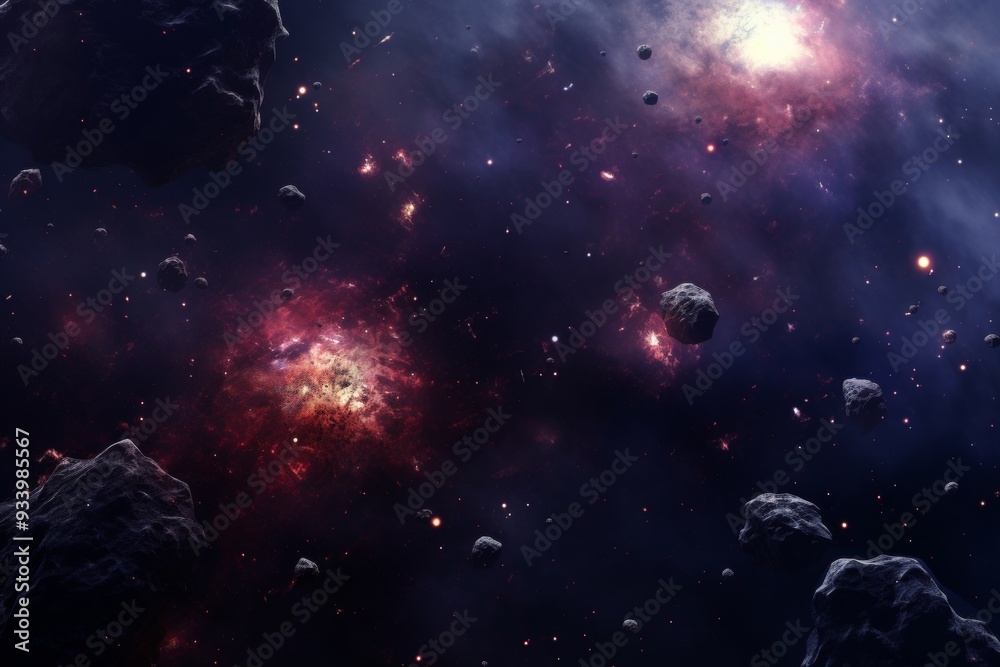 Cosmic Dance: Nebula and Asteroids in Deep Space Cosmic Dance: Nebula and Asteroids in Deep Space