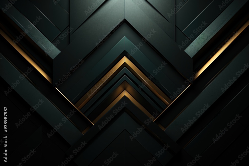 Abstract geometric dark green and gold background. Abstract geometric dark green and gold background.