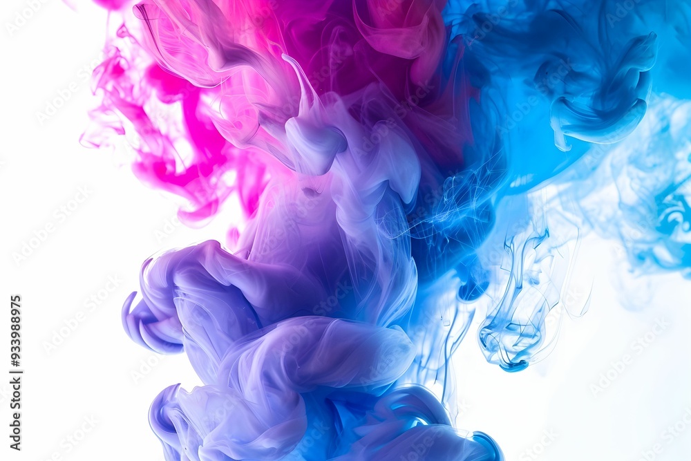 Fototapeta premium Color Mixing of Blue and purple Smoke Ink in Water. colorful explosions Abstract white background, Colorful smoke background, art, magic explosion