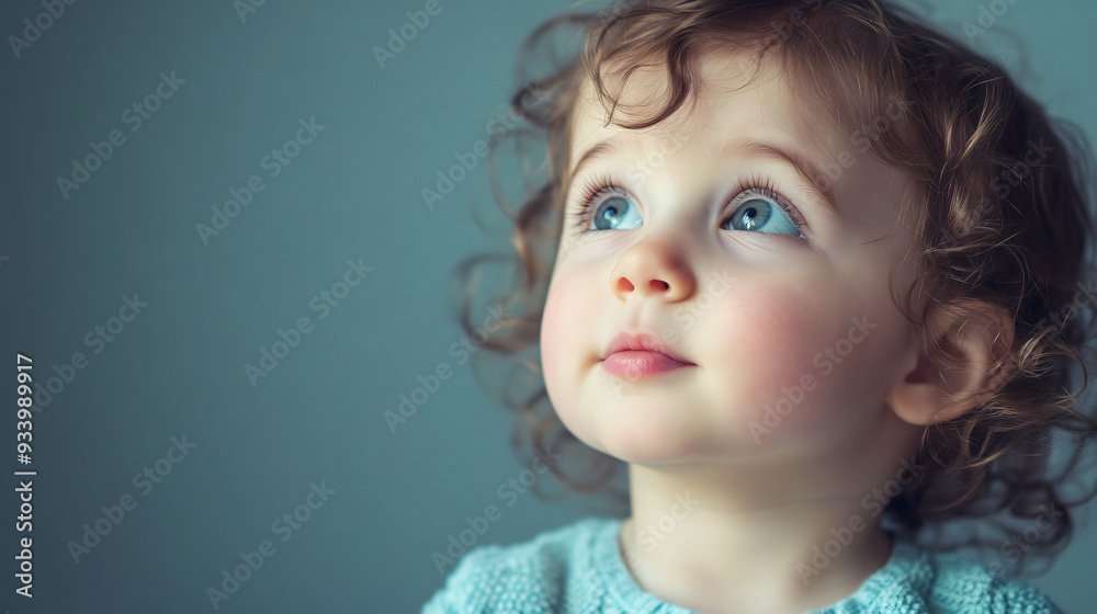 Innocence Unleashed - Child in Wonder and Amazement against Plain Background Innocence Unleashed - Child in Wonder and Amazement against Plain Background