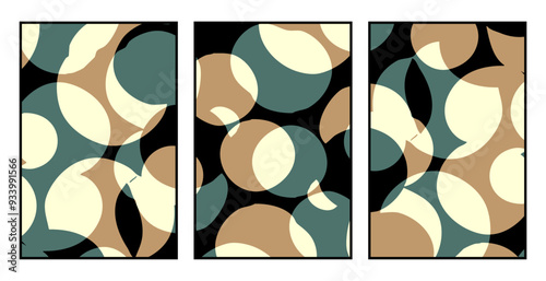 Set of 3 Abstract pattern. Illustration for printing on wall decorations. For use in graphics.