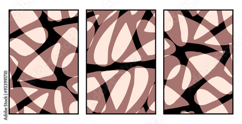 Set of 3 Abstract pattern. Illustration for printing on wall decorations. For use in graphics.