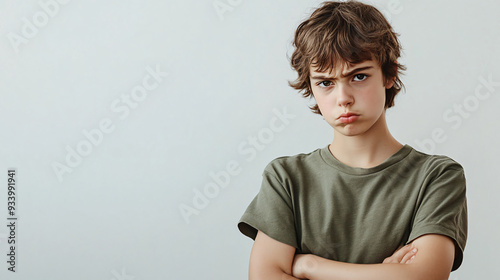 Teenage Rebellion: Frustrated Teen with Defiant Posture in Everyday Attire