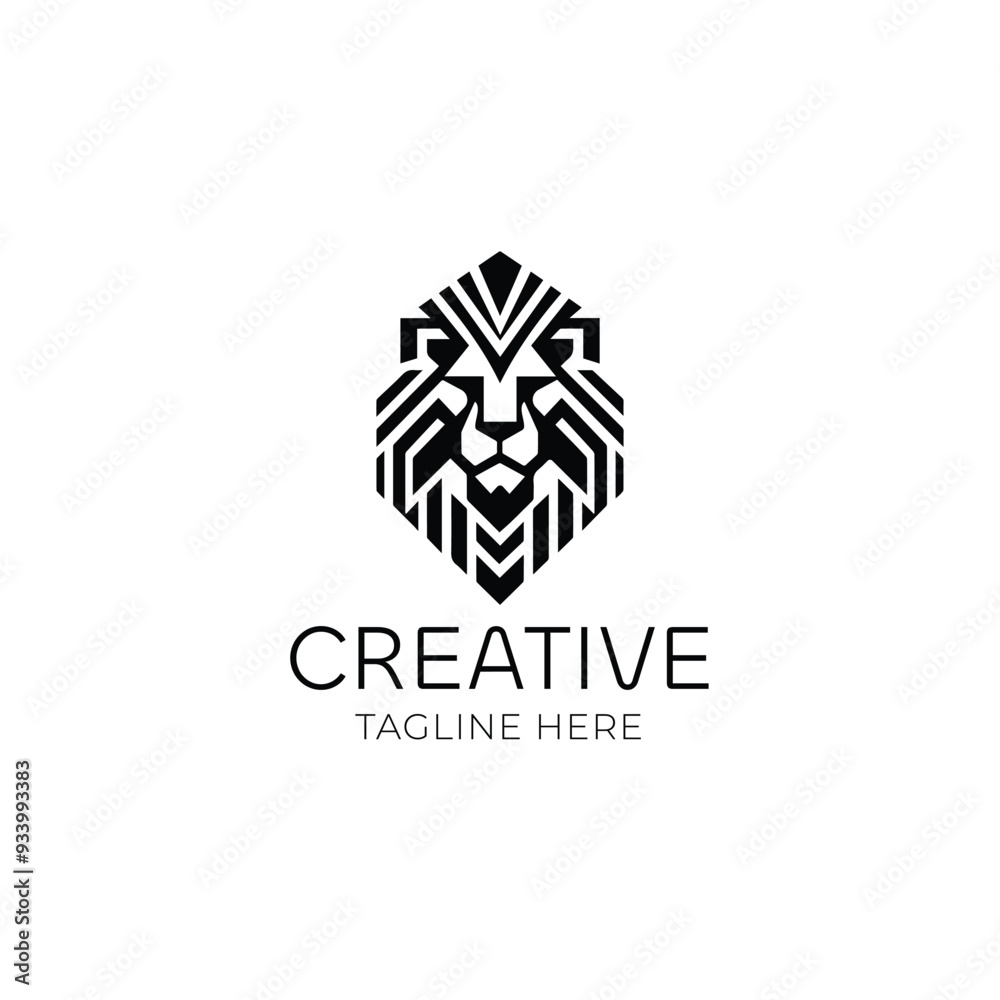 Lion head geometric vector logo design Lion head geometric vector logo design