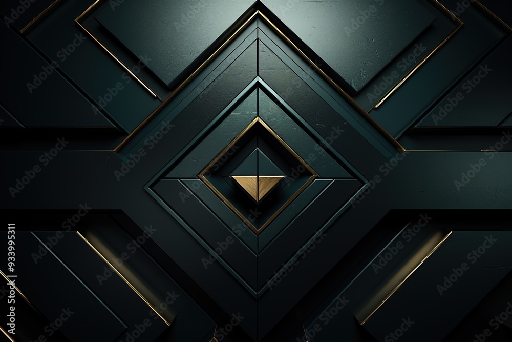 Abstract geometric dark green and gold pattern. Abstract geometric dark green and gold pattern.