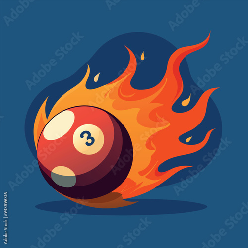 Flaming Pool Ball Vector Design Illustration