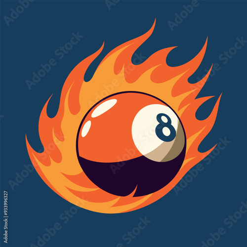 Flaming Pool Ball Vector Design Illustration