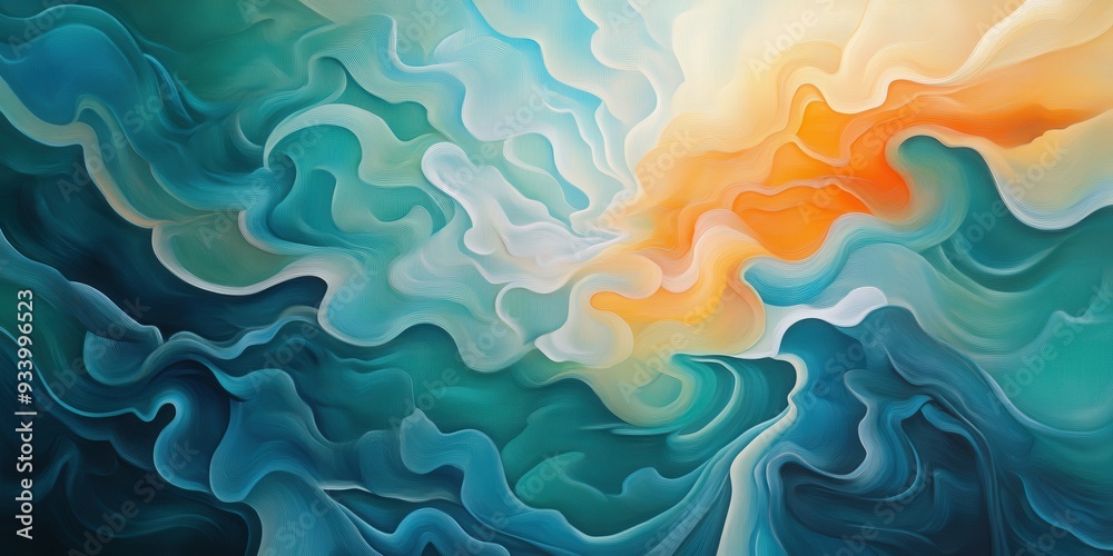 Abstract swirling colors depicting a serene ocean wave at sunset Abstract swirling colors depicting a serene ocean wave at sunset