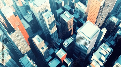 Aerial View of a Dense Cityscape with Tall Buildings photo