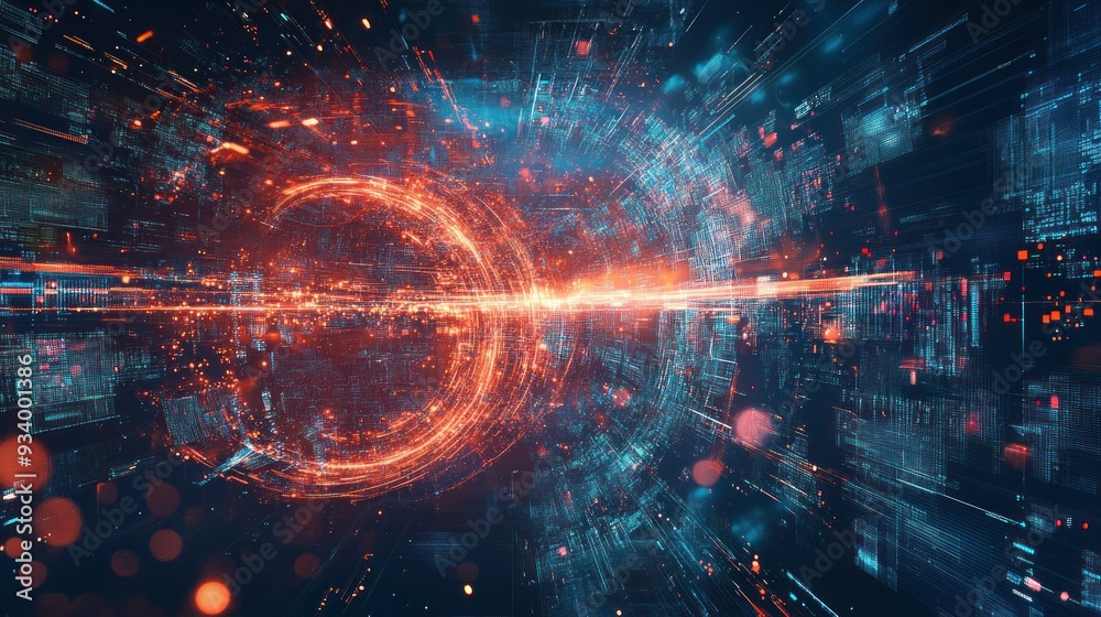 Abstract Digital Art with Glowing Lines and Code-Like Patterns Abstract Digital Art with Glowing Lines and Code-Like Patterns