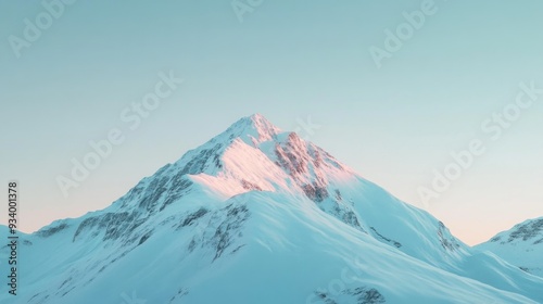 Snow-Covered Mountain Peak at Dawn