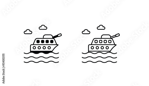 Battleship  icon design with white background stock illustration