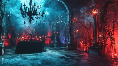 A fantasy-themed Halloween party featuring gothic decors photo