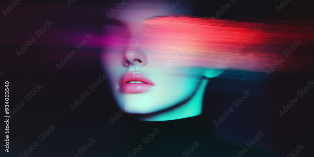 Abstract Portrait of a Woman with Neon Lights Abstract Portrait of a Woman with Neon Lights