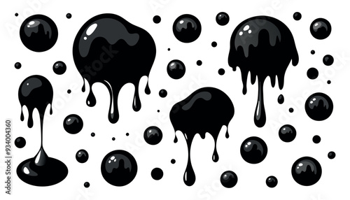 A set of ink volumetric blots for abstract backgrounds and textures. Vector illustration