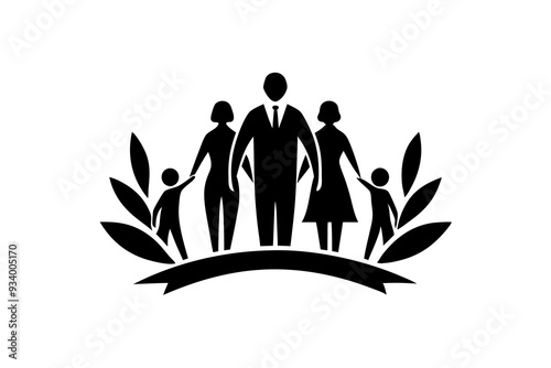 A minimalist linocut vector family logo