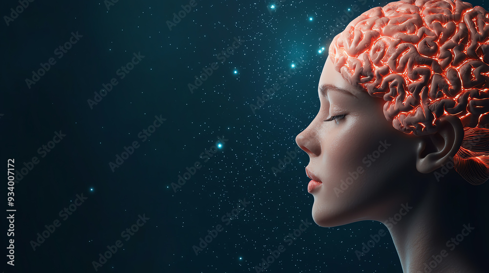 A surreal depiction of a human head with an illuminated brain, symbolizing creativity and the depths of human thought. A surreal depiction of a human head with an illuminated brain, symbolizing creativity and the depths of human thought.