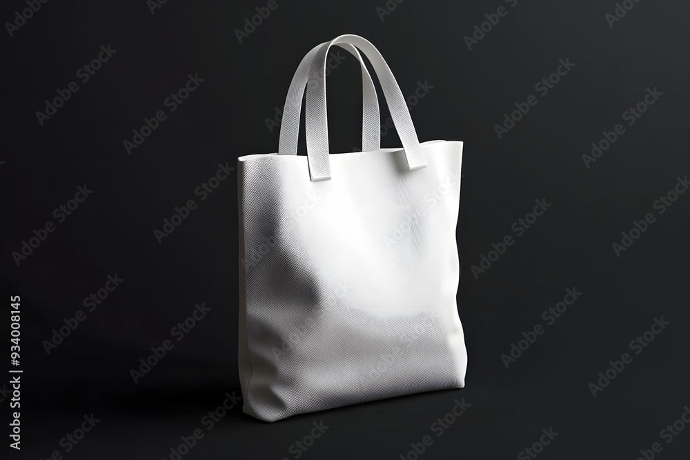 Mock-Up of White Tote Bag on Black Background Mock-Up of White Tote Bag on Black Background