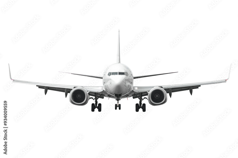 White passenger airplane in flight isolated on transparent background. Air Transport design element White passenger airplane in flight isolated on transparent background. Air Transport design element