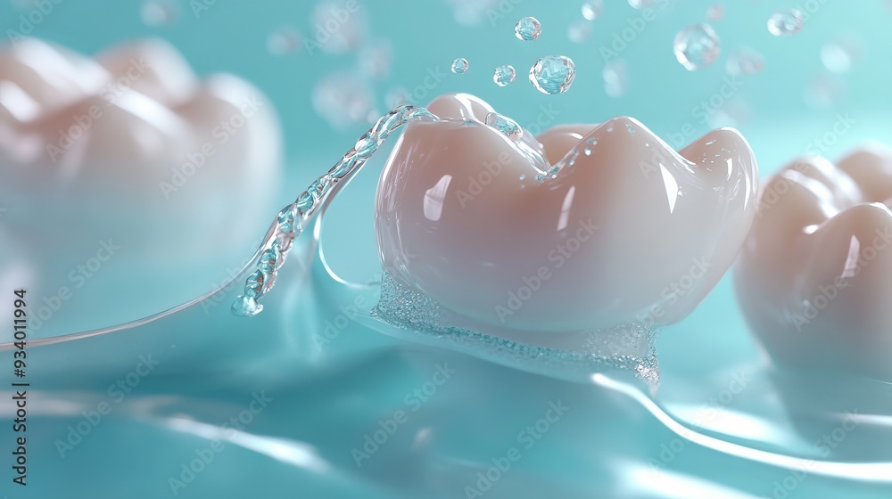3D rendering of clean teeth with bacteria removal, featuring a tooth and mouthwash or oral rinse. 3D rendering of clean teeth with bacteria removal, featuring a tooth and mouthwash or oral rinse.