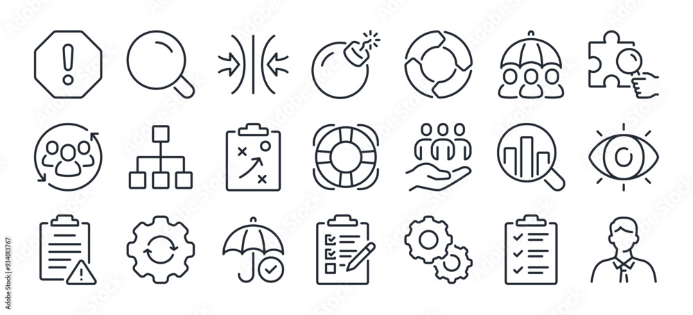 Business continuity editable stroke outline icon isolated on white background flat vector illustration. Pixel perfect. 64 x 64.