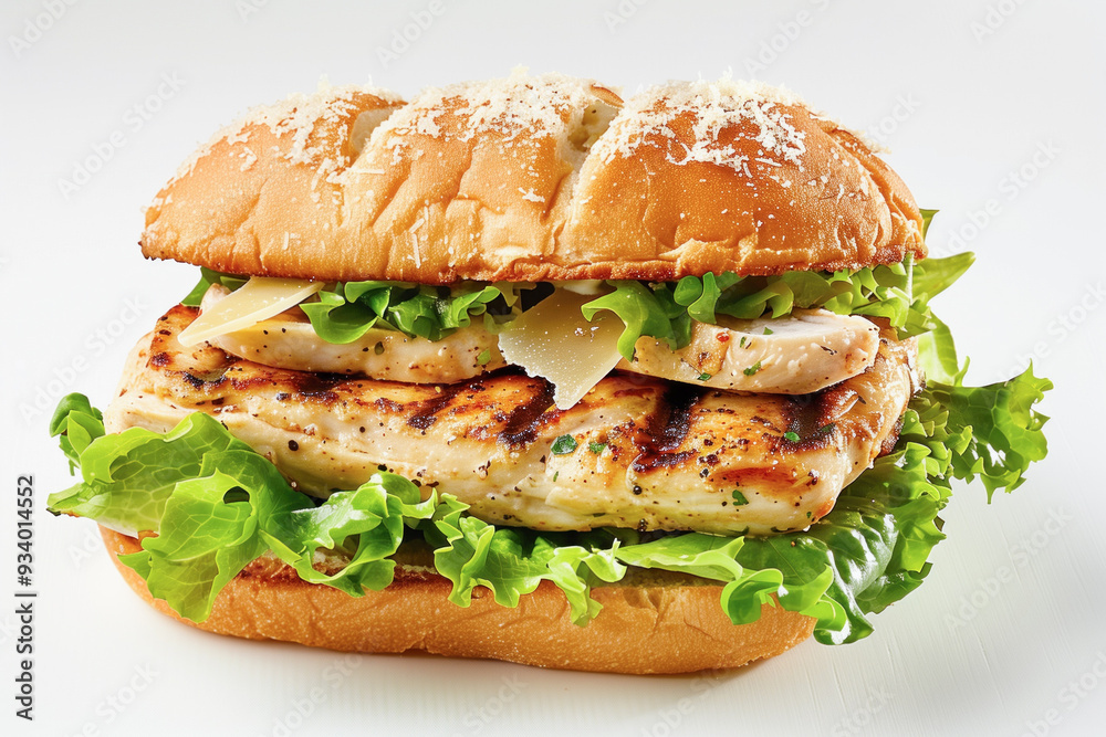 Lettuce and Parmesan on a Caesar chicken sandwich Lettuce and Parmesan on a Caesar chicken sandwich