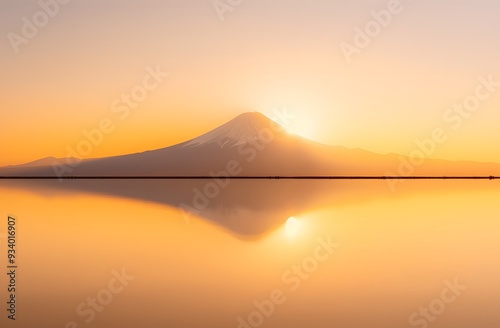 Mt. Fuji over Lake Yamanaka at Sunset 