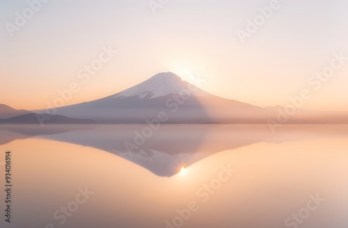 Mt. Fuji over Lake Yamanaka at Sunset 