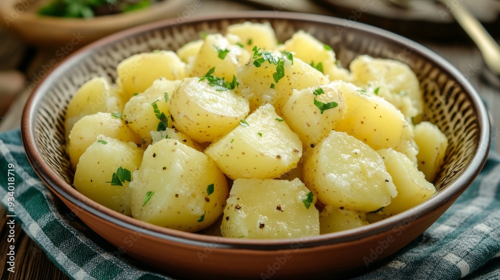 German national cuisine: potato salad in German. German national cuisine: potato salad in German.