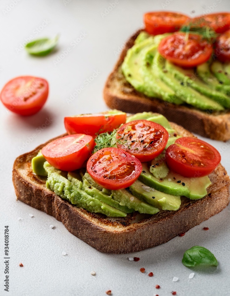 Vegan sandwich with avocado and tomatoes. Diet food. Copy Space Vegan sandwich with avocado and tomatoes. Diet food. Copy Space